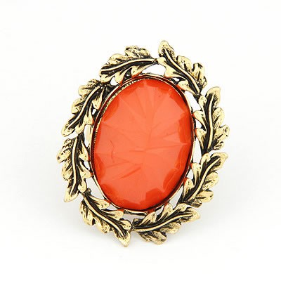 LRC Cincin Korean persoanlity vintage fashion leaf charm opening design rings