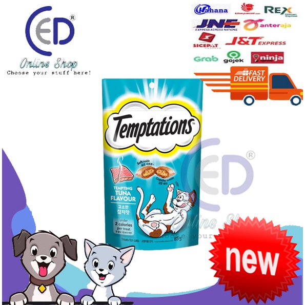 TEMPTATIONS SNACK KUCING TASTY TUNA FLAVOUR 85GR