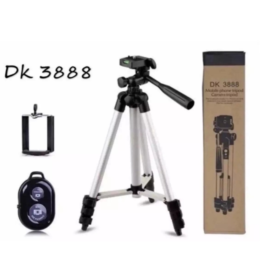 Tripod-Bluetooth DK-3888 Kaki 1 Meter + Remote Bluetooth-Tripod Selfie Bluetoth DK-3888 Universal HP &amp; kamera Free Remote / Holder U &amp; Free Sarung