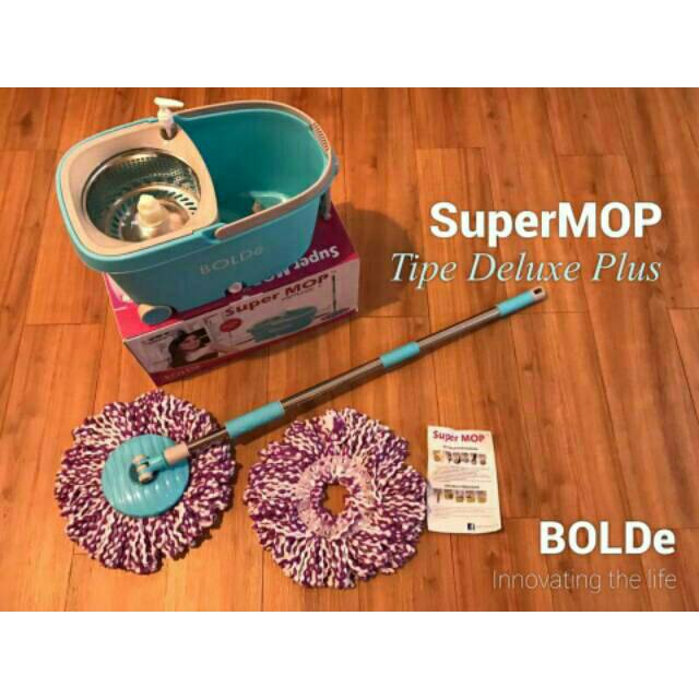 SUPERMOP BOLDE DELUXE + |Roda,Stainless,Penarik,Drainase,Tmpt Sabun| SUPER MOP
