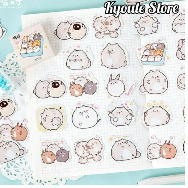 

✰ 45 pcs Sticker Cute Fat Bunny Scrapbook DIY Bujo Planner Diary Stempel ♥