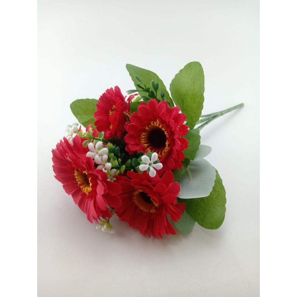 COD BUNGA TANGKAI MATAHARI BUNGA TANGKAI PLASTIK BUNGA ARTIFISIAL BUNGA PAJANGAN BUNGA HIAS BT9054-MERAH