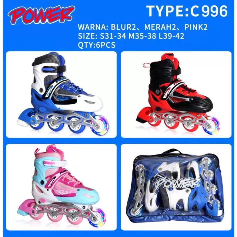 Sepatu Roda Anak Lampu Rainbow Merek Power Inline Skate Power Roller Skate Untuk Anak