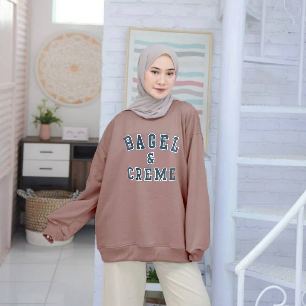 Nara Grosir - Bagel Creme XXL Sweater l Sweater Oversize Pria dan Wanita