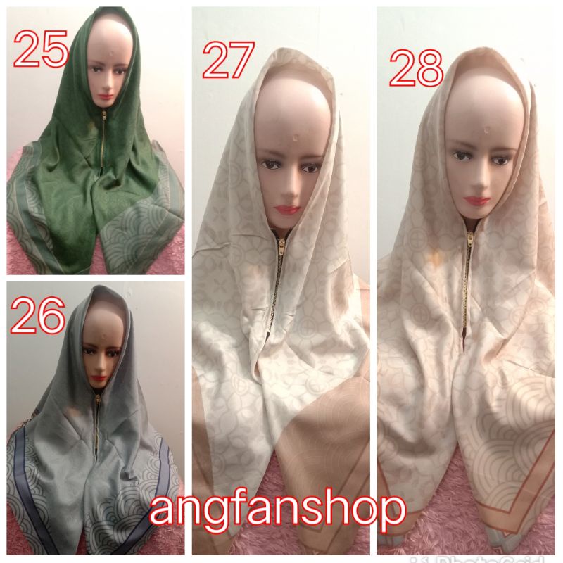 Hijab zipper resleting jilbab instan motif kerudung azara polyccaton hijab grosir jilbab segiempat-1
