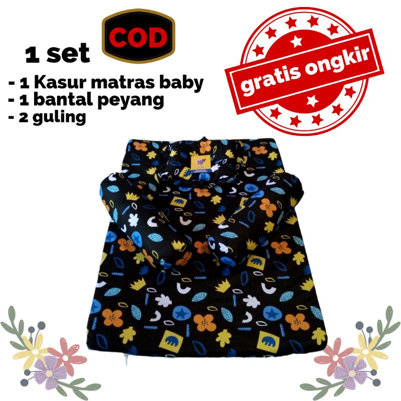 Kasur matras baby / 3pcs kasur matras+ransel+gend saping / kasur baby / kasur termurah/ matras baby/ sett 5 in 1 kasur+sofa+selimbut+gen samping+gen ransel/ sett 5pcs kasur baby /kasur matras baby sett bantal guling termurah