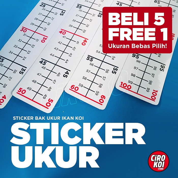STICKER BAK UKUR Sticker Ukur Koi Ukuran bak Ikan 40/50/60/100 CM