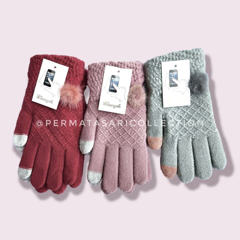 Sarung Tangan Pria Wanita Glove Women Men Gloves Touchscreen Winter Rajut Tebal Dewasa Remaja Pengendara Motor Biker Cuaca Musim Dingin Hangat Bahan Wol Wool Gunung Rusa Luar Negeri Import