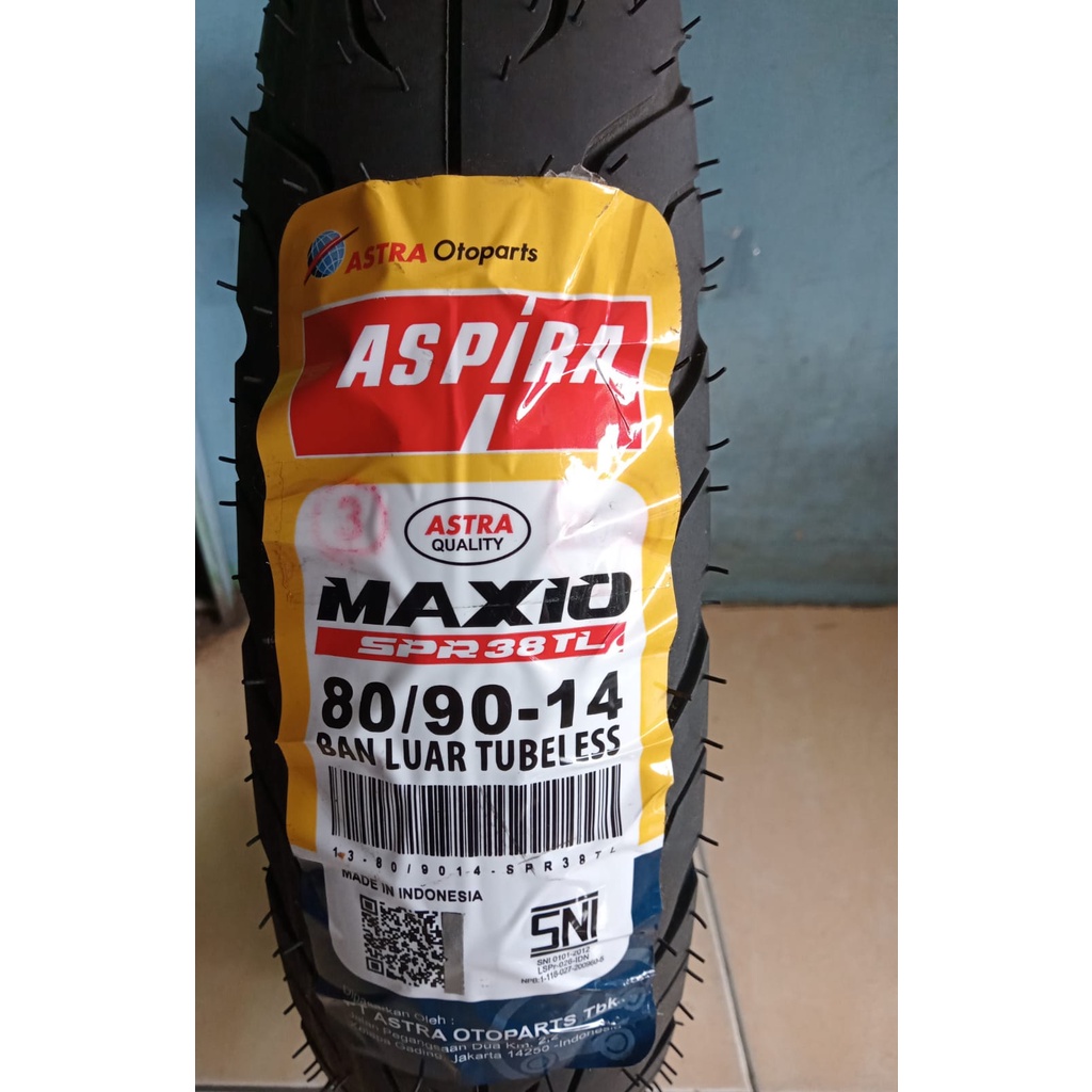 Ban aspira maxio SPR 38 TL 80 / 90 -14 TUBLESS untuk matik Ban honda