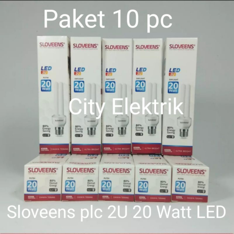 Paket 10 PC Lampu LED Sloveens plc 2U 20 Watt ( Super Terang )