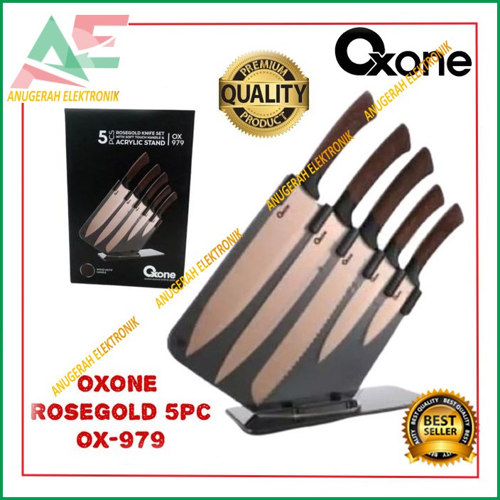 OXONE RoseGold Knife set 5pc OX 979 premium pisau set set stainless