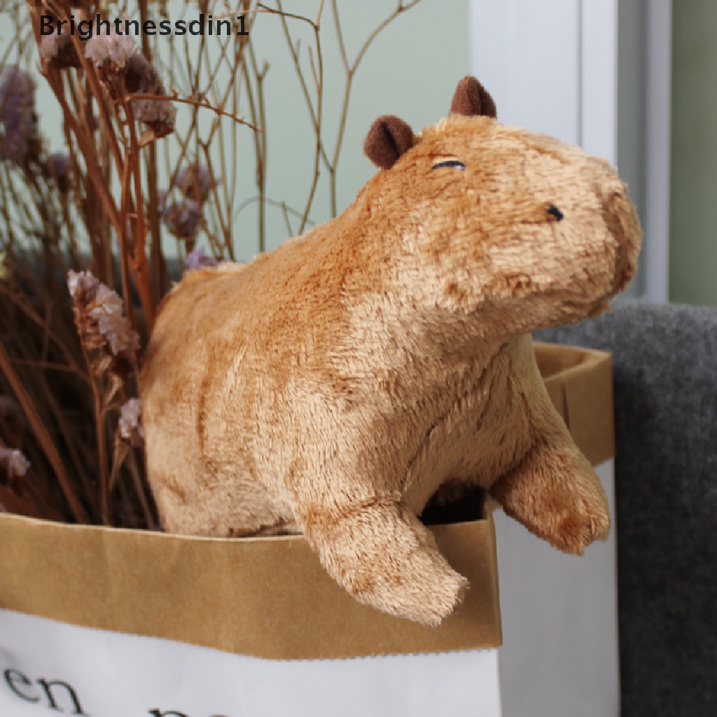 (Brightnessdin1) Mainan Boneka Stuffed Plush Capybara Untuk Hadiah Ulang Tahun