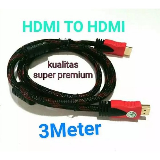 KABEL HDMI 3M SERAT JARING HDMI TO HDMI 3 m 1080P V1.4 3D HQ | Kabel HDMI TV BOX LED LCD PC Komputer