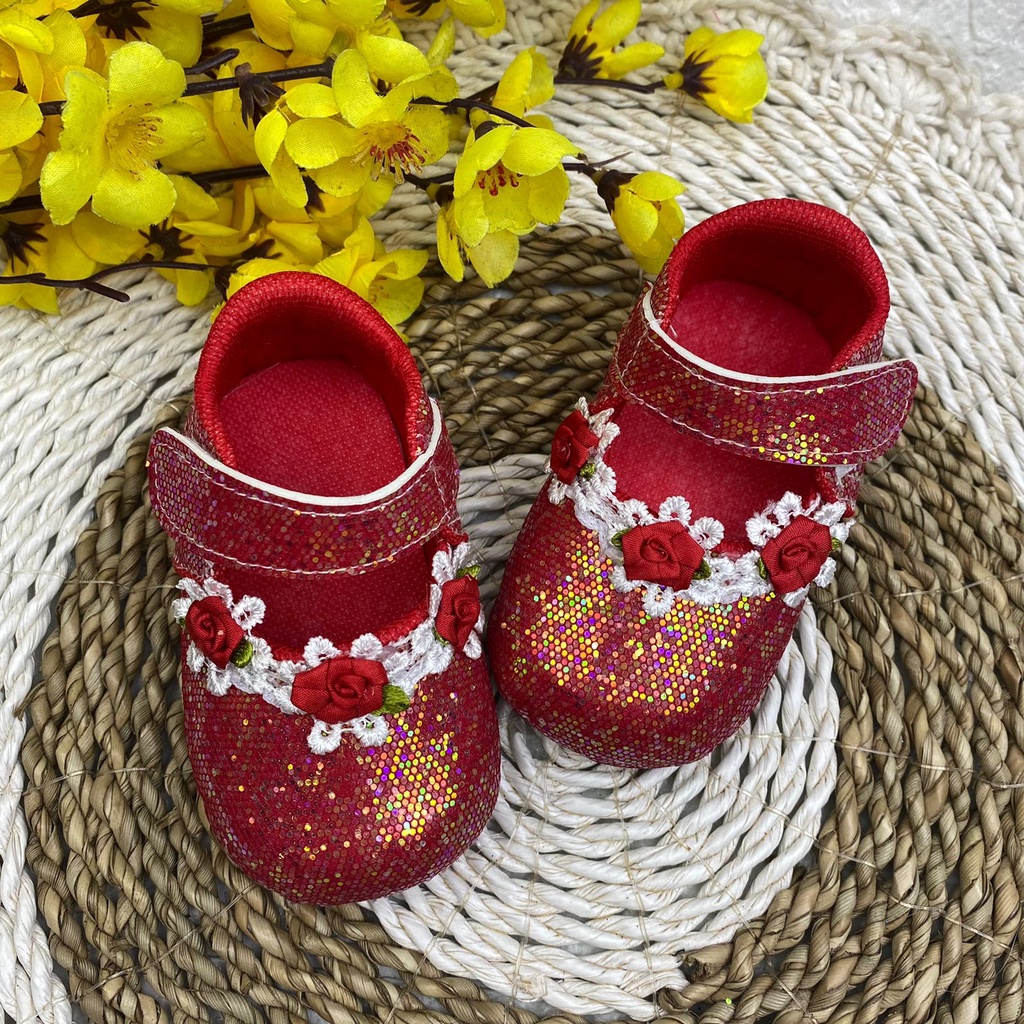 mandirishoesstore-SEPATU BABY BAYI PREWALKER BUNGA GLITTER ANAK 0-12 BULAN XPY12