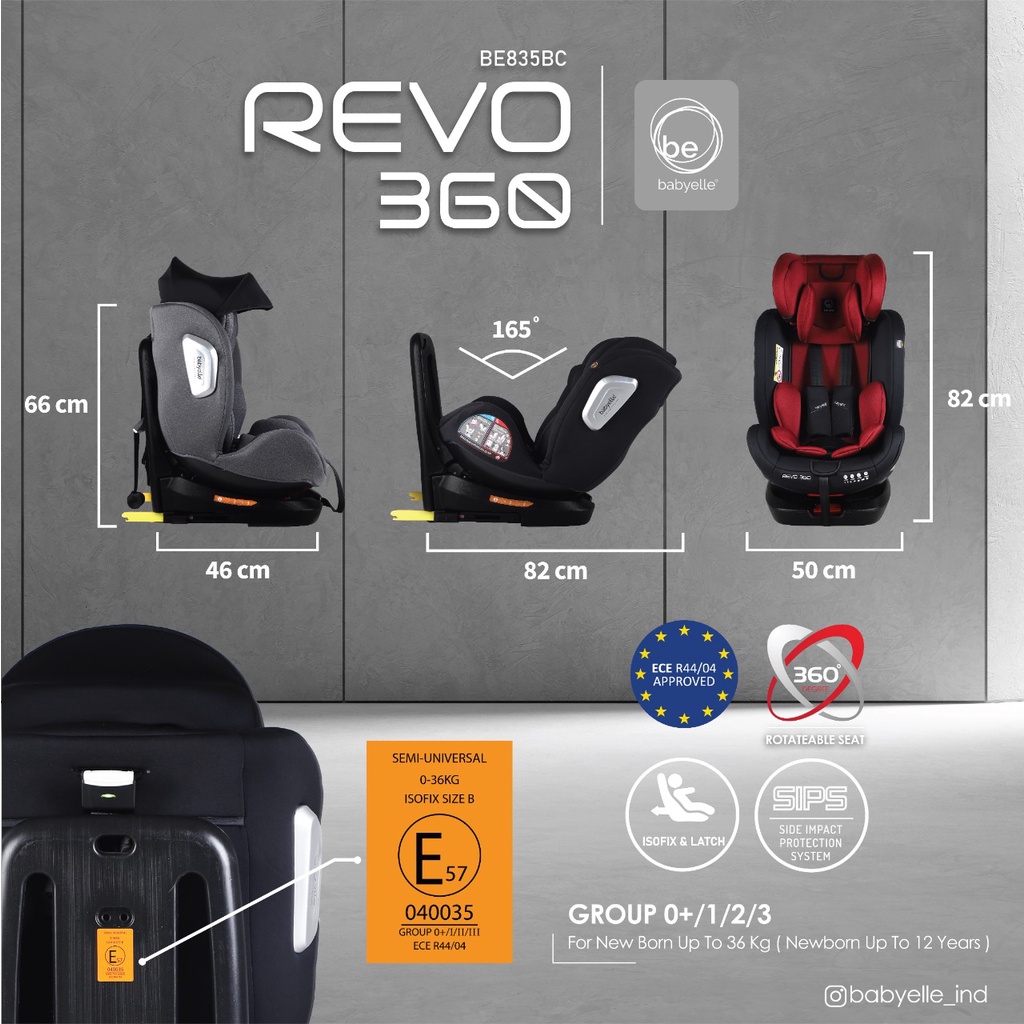 Babyelle Revo 360 BE-835BC Carseat Rotatable seat tempat duduk bayi di mobil