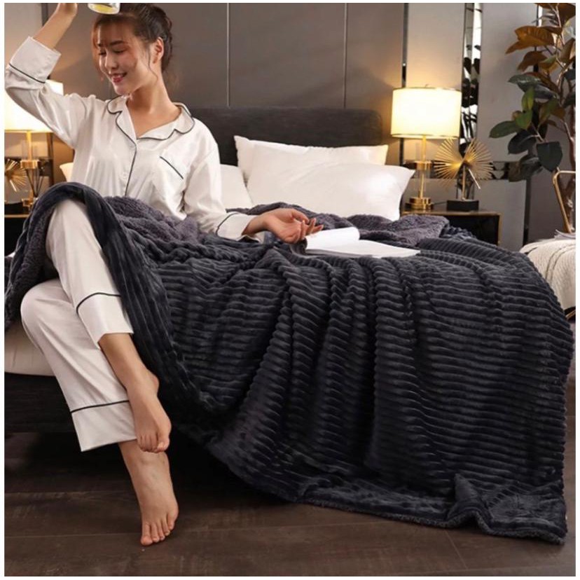 Selimut Salur Polos, Selimut Bulu Dewasa, Selimut 180X200