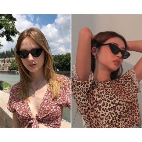 DF VZ027 Kacamata Segitiga Kacamata Korean Kacamata Hitam Ulzzang Triangle Vintage Cat Eye Sunglasse