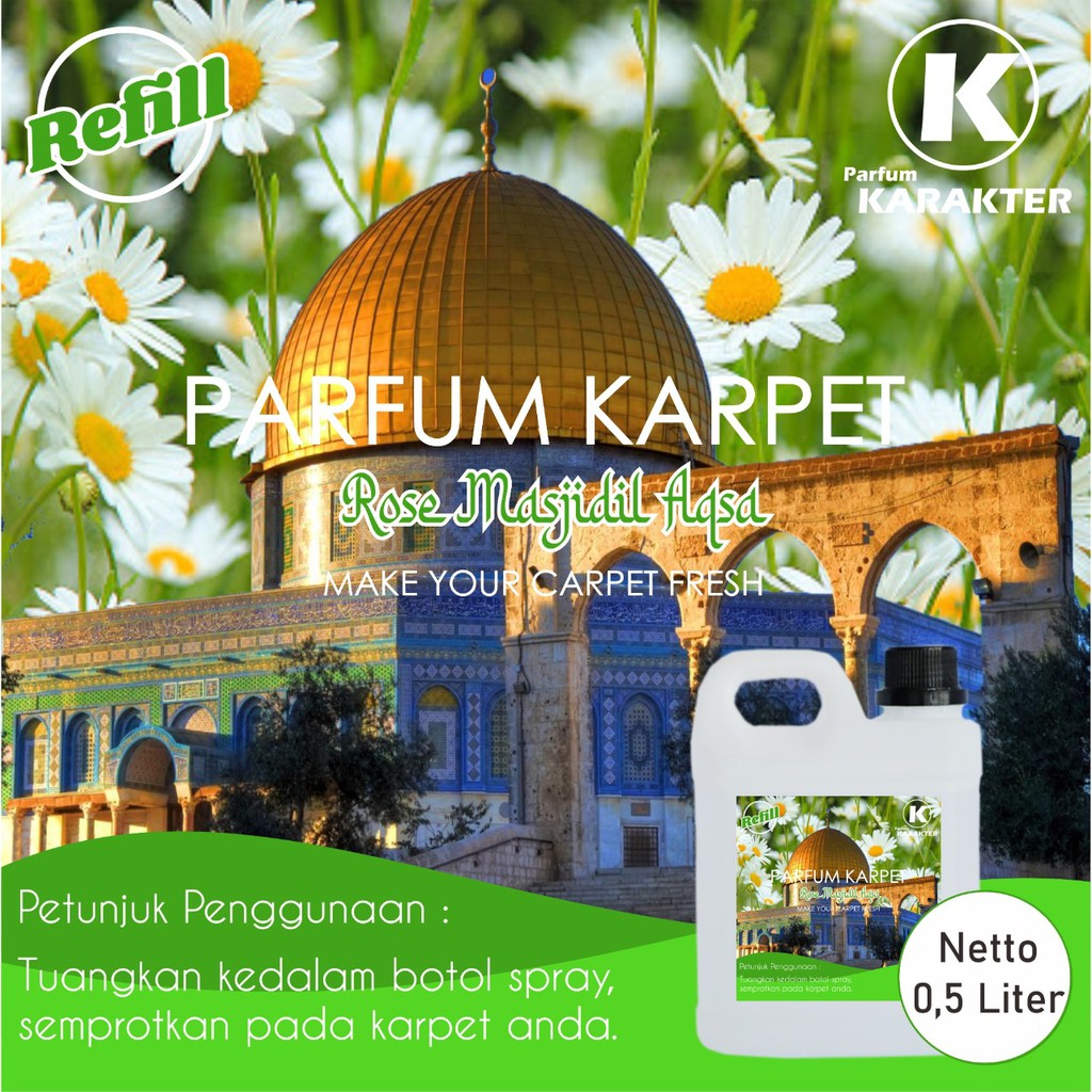 Parfum Karpet Aroma Masjidil Aqso | Wangi Segar &amp; Tahan Lama | Kemasan Refil 0.5 Liter | Bisa Cod | Terlaris