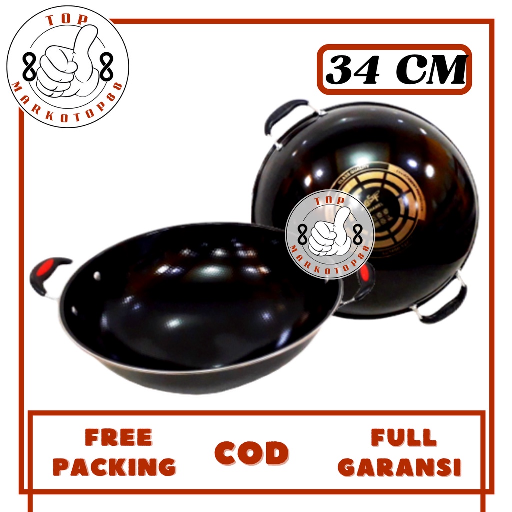 WAJAN PENGGORENGAN ENAMEL 34 CM GSF 2034 WOK WAJAN PANCI KUALI PENGGORENGAN ANTI LENGKET ANTI GORES 