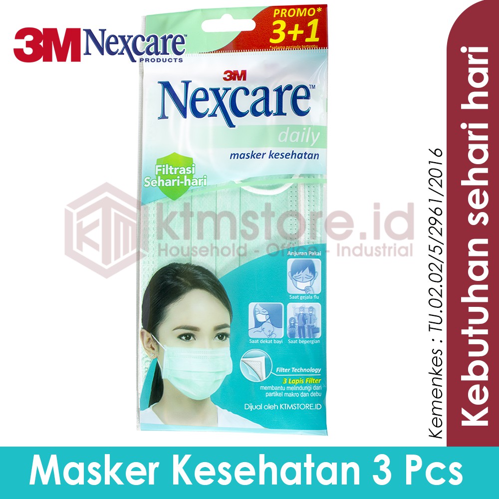 Nexcare 3M Earloop Mask 3 Pcs - Masker Kesehatan M-20