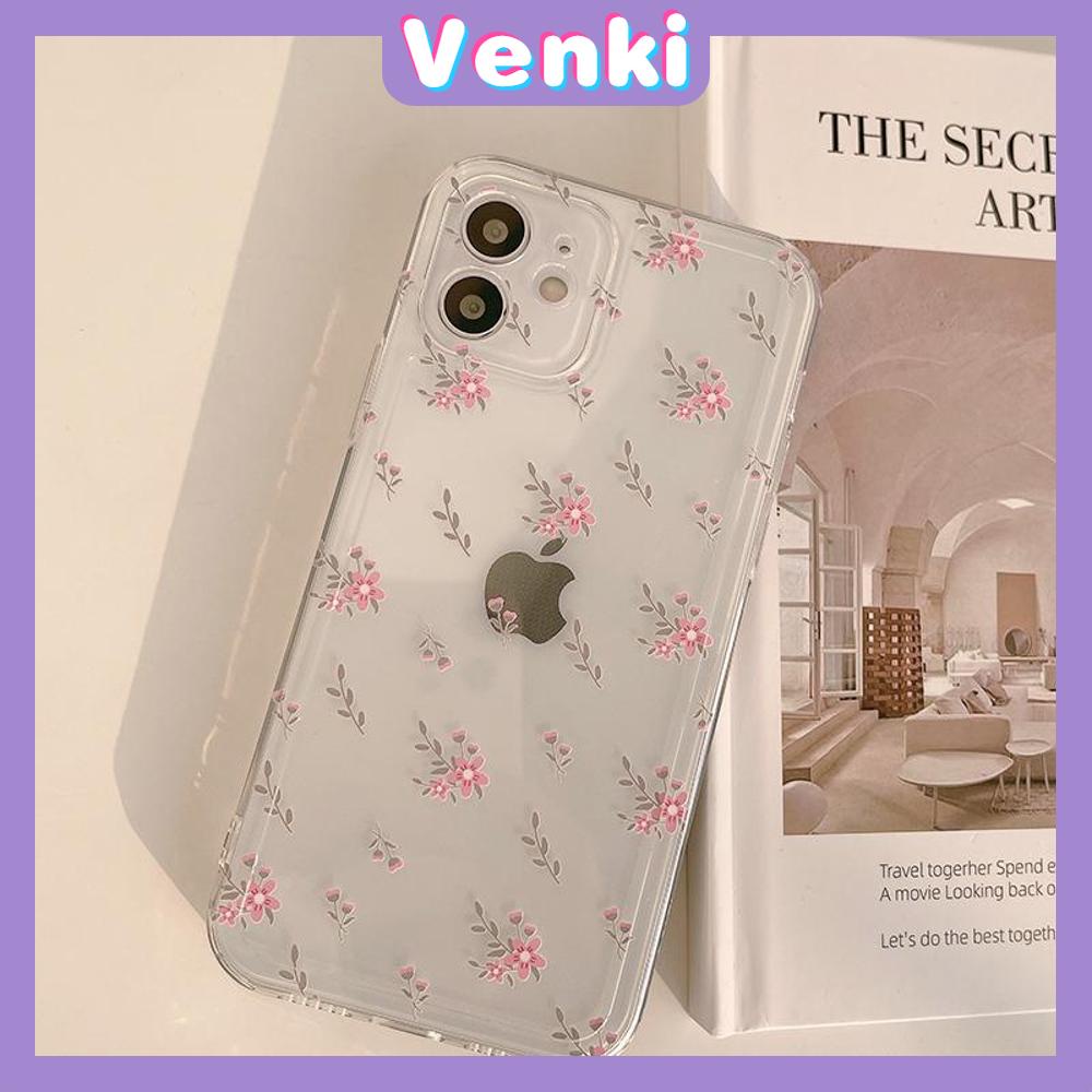 iPhone Case Silicone Soft Case Clear Case High Quality TPU Thickening Camera Full Coverage Protection Shockproof Case Pink Floral Flower Simple Style For iPhone 13 Pro Max iPhone 12 Pro Max iPhone 11 Pro Max iPhone 7 Plus iPhone XR XS MAX 11 Max 7 Pro