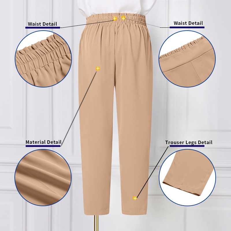 ZANZEA Women Plain Straight Pants Elastic Waist Side Pockets Pants