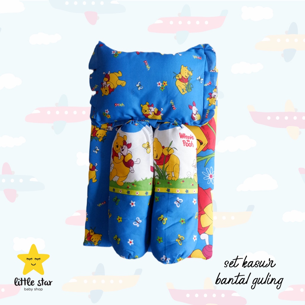 Bess Set Kasur Bantal Guling Bayi Cewek Cowok Karakter Pooh