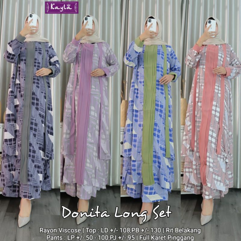 SETELAN TUNIK PANJANG + KULOT RAYON VISCOSE DONITA LONG SET BY KAYLA