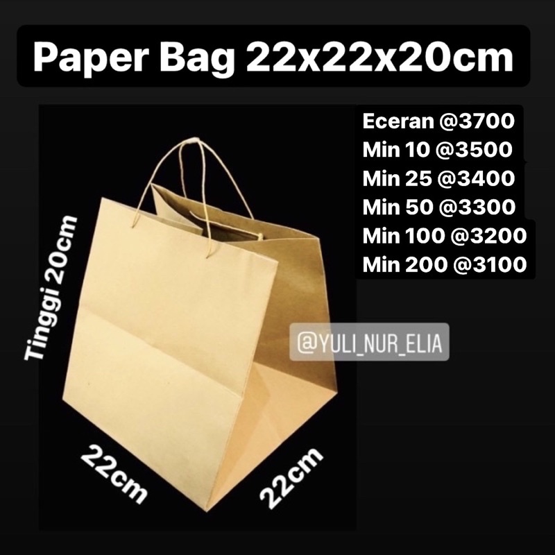 

Paper Bag 22x22x20cm Coklat Polos