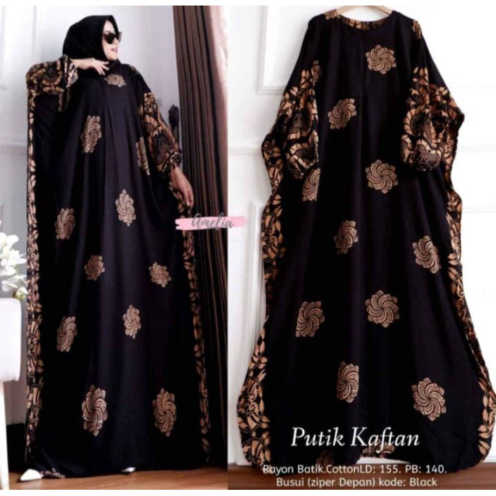 Gamis Rayon Jumbo Dress Kaftan / Putik Kaftan Size Jumbo Resleting Busui Ori By Batik AW Rayon Tebal / Kaftan Wanita