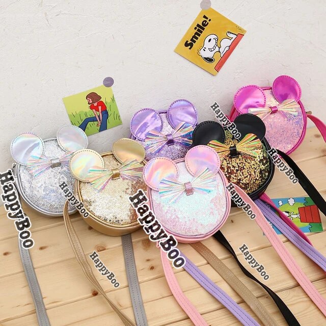 Tas selempang sequin mouse mini tas selempang kuping tas anak kecil