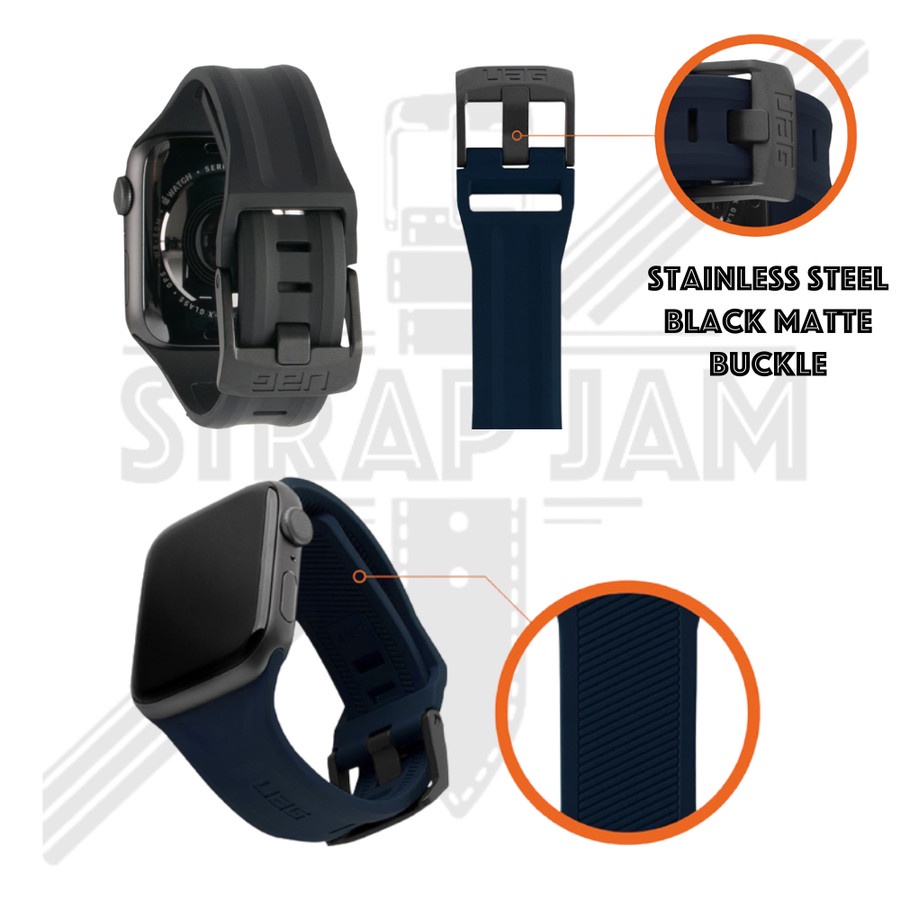 UAG Scout Tali Jam Apple Watch 42mm 44mm 45mm - Strap Silikon Keren Sporty Black Buckle