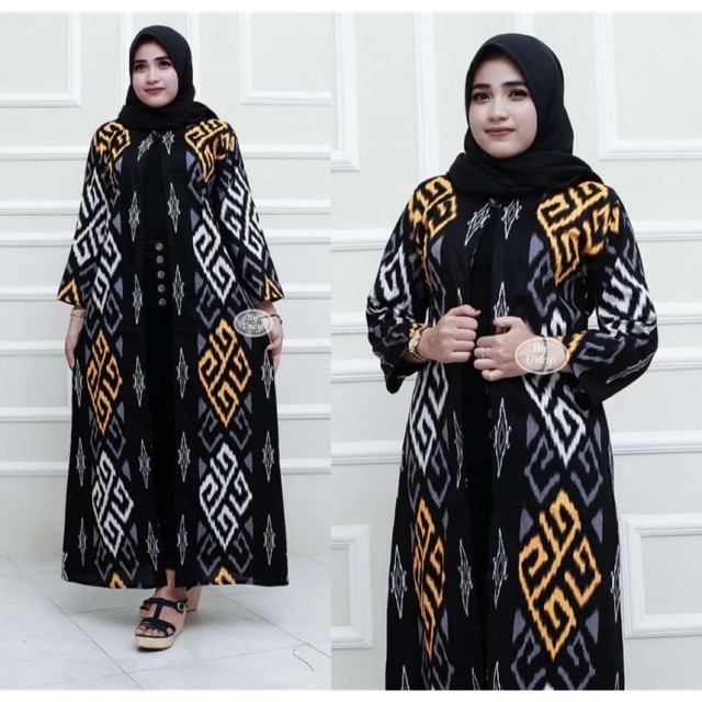 Cardigan Panjang Motif Tenun Asmat