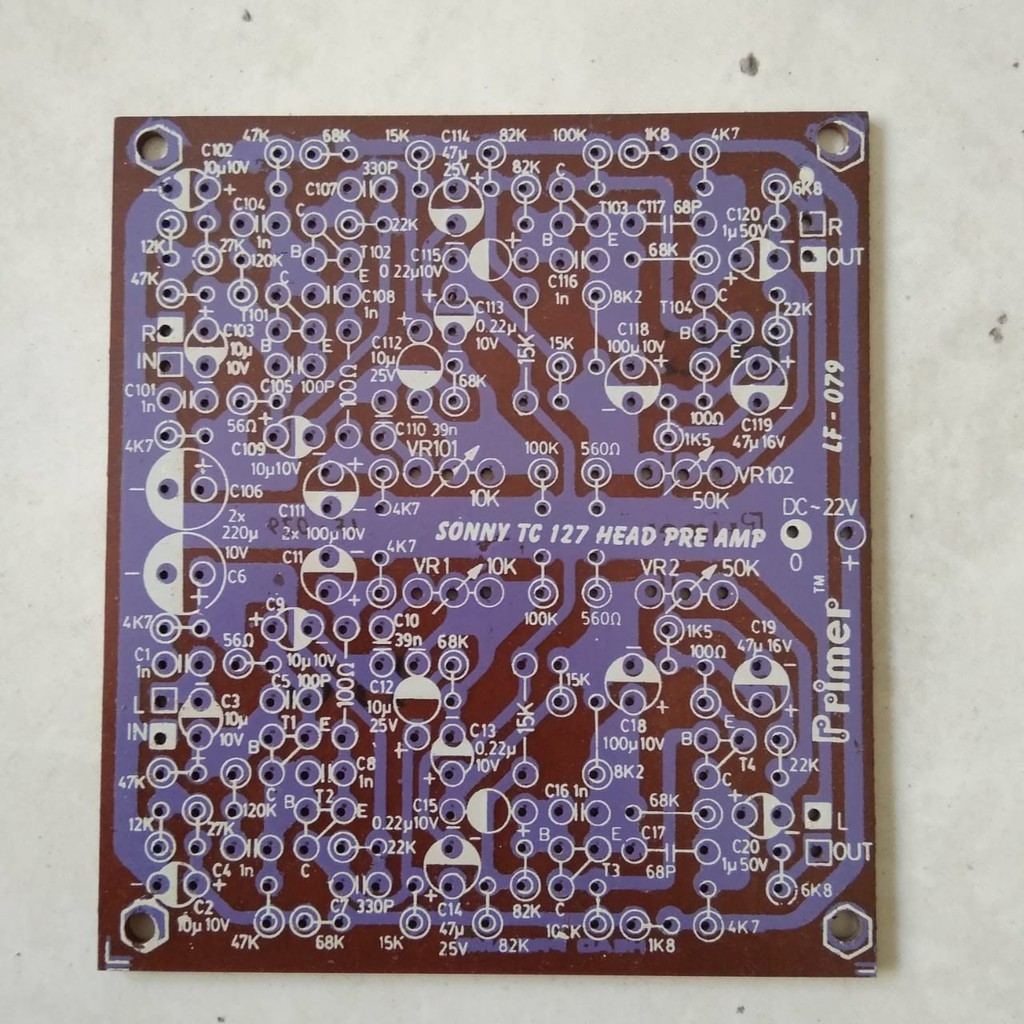 PCB - SONNY TC 127 HEAD PRE AMPLIFIER . LF 079