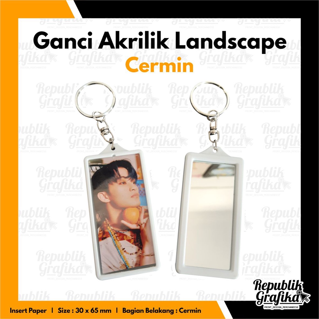 GANTUNGAN KUNCI AKRILIK LANDSCAPE CERMIN 3 X 6.5 CM SOUVENIR MURAH