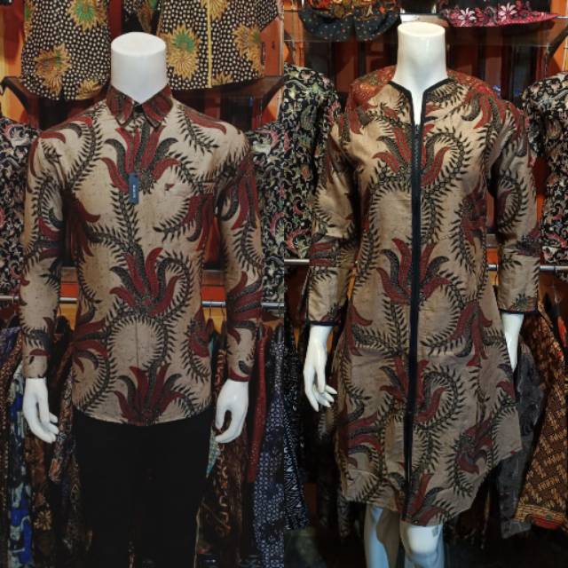 Batik Couple sania ruffle ori ndoro jowi dnt Atasan Couple standar Butik motif kubis merah