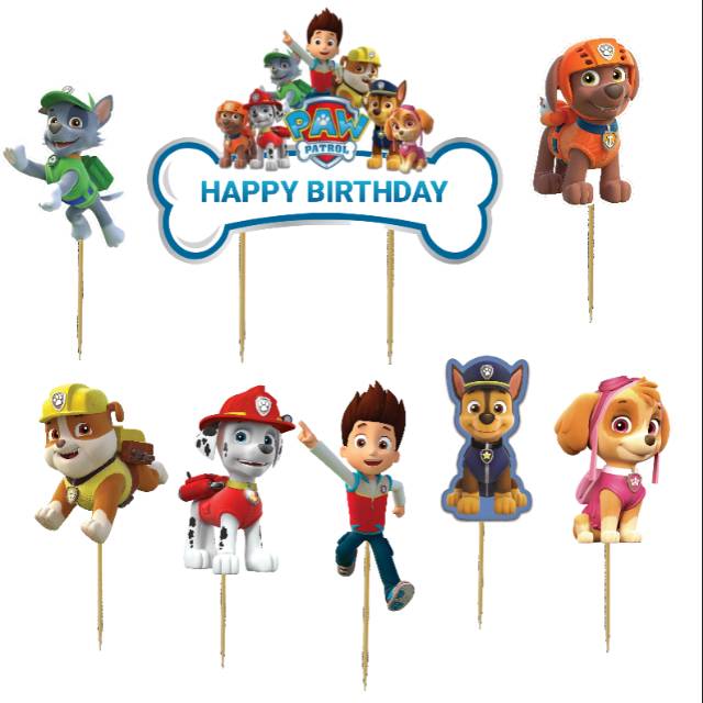 Topper Cake/cupcake Tambah Nama, Hiasan Kue Ulang Tahun, Motif <br />paw Patrol