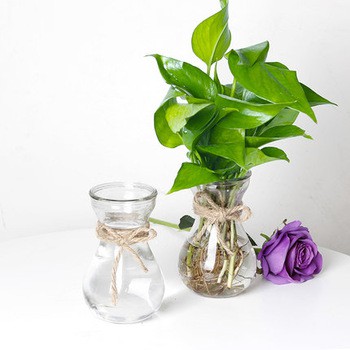 Pot Kaca kristal bening (tanpa bunga) tempat bunga hidup & artifisial -tinggi 14 cm-vas kaca