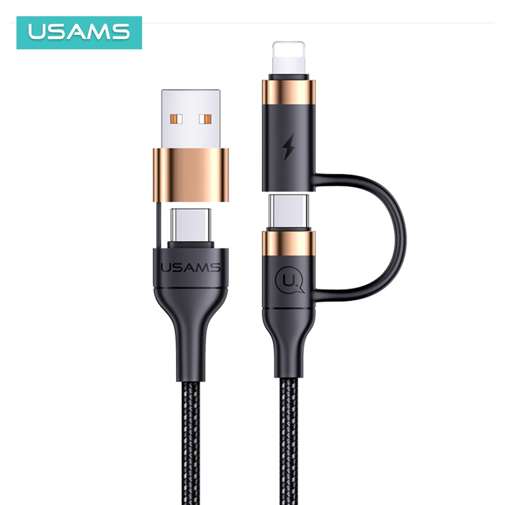 USAMS U62 Kabel Data USB-Type C to Type C + Lightning PD Fast Charging