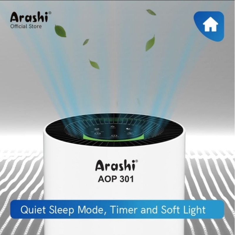 air purifier ARASHI AOP 301 - portable rechargrable - 3 kali filterisasi