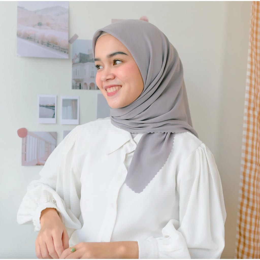 Kerudung Segiempat Lasercut Hijab Segiempat PollyCotton Bella Lasercut Polos Pasar Hija'b
