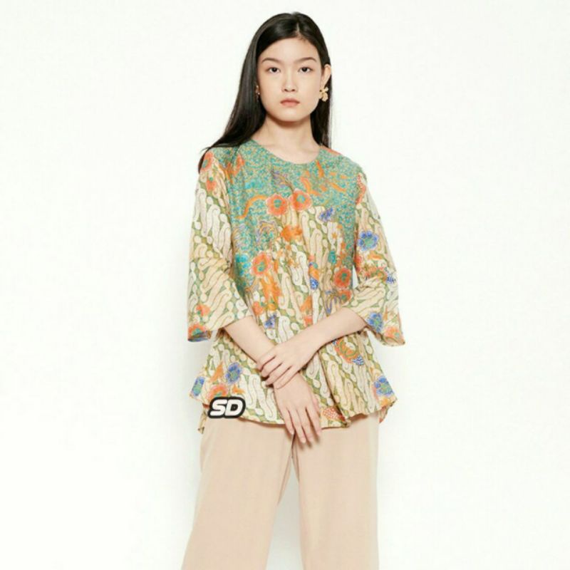 tey-17 Batik wanita ASJ SA HRB026 Kenongo Kemeja Tosca Pendek-Pas band