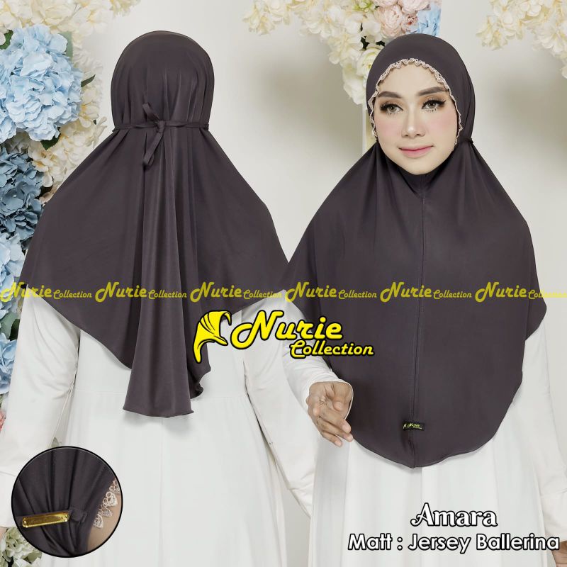 (Ori Nurie) AMARA •jilbab instan jersey ballerina•bergo instan non pet renda