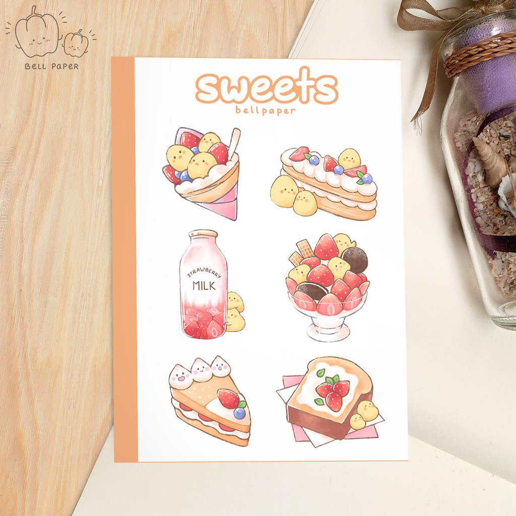 

Sticker Makanan Kue Sweets - Dekorasi Planner Scrapbook Journal - Sticker Korea Lucu [BellPaper]