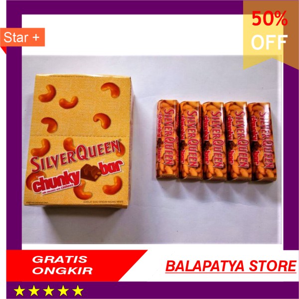 

TERLARIS !!! Delfi Silverqueen Chunky Bar Jar - 33 gram