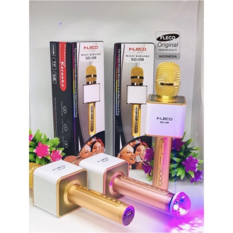 Mic bluetooth karaoke fleco SD 08 Magic music speaker karaoke Original
