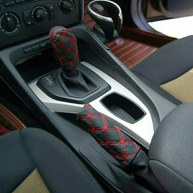 Set Sarung Knob Handrem Mobil Cover Persnel Handbrake Gigi Manual Gear