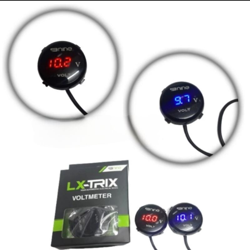 Voltmeter digital Voltase Aki digital bulat Luminos lampu biru merah