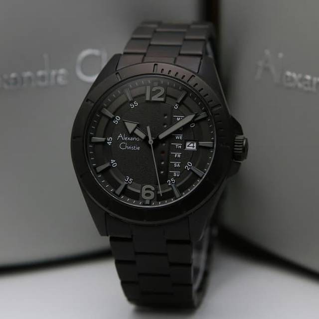jam tangan pria alexander cristie original ac6535 full black
