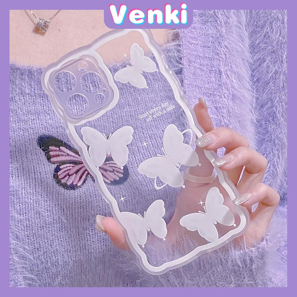 iPhone Case Silicone Soft Case Clear Case Wave Non-Slip Shockproof Camera Full Coverage Protection White Butterfly For iPhone 13 Pro Max iPhone 12 Pro Max iPhone 11 iPhone 7 Plus